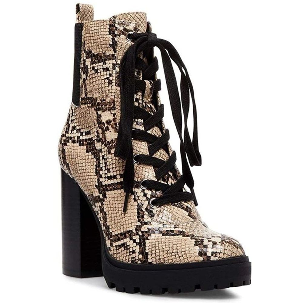 Steve Madden Women's Closed Toe Boots Tan Snake Size 10 M